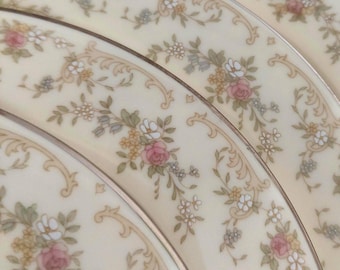 Royal Doulton Diana Romance Collection Side Plates Set Bone China Floral Silver Trim