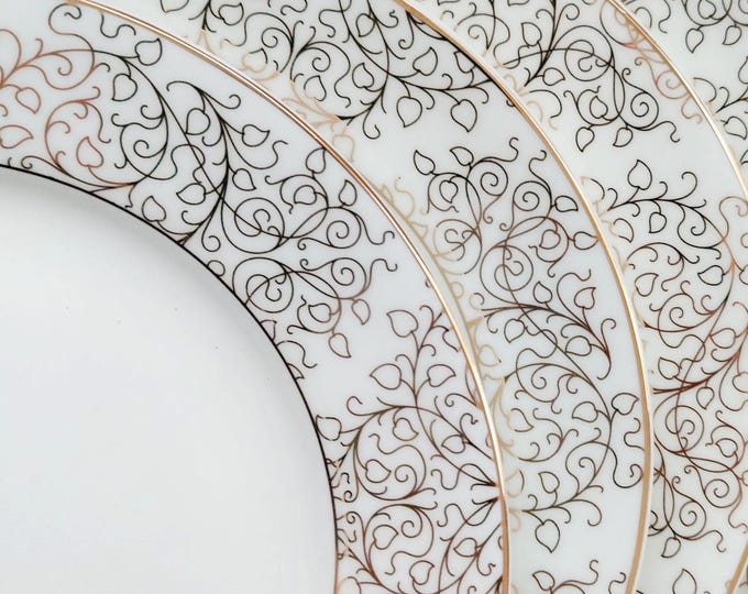 Brilliant Tableware Ritz Gold Bone China Side Plate Set Florentine Gold Scrolls