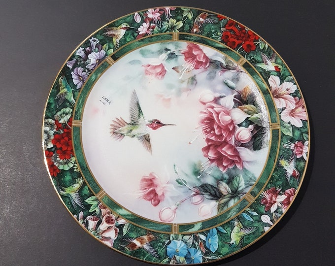 Lena Liu, The Anna's Hummingbird, 2nd  Issue, Lena Liu Hummingbird Treasury Collection, 1992, Vintage Decorative Wall Plate