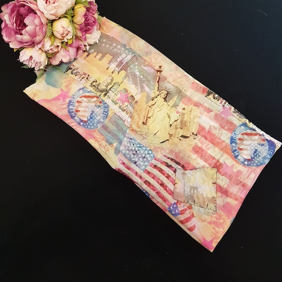 Vintage American Flag Scarf: Statue of Liberty Shawl