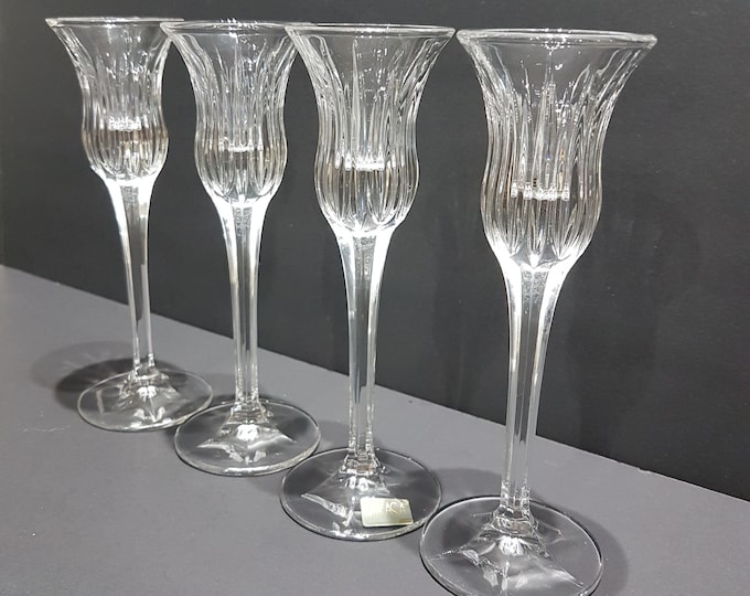 Mikasa Crystal ICICLES, Set of 4 Taper Candle Holders, 8" Tall Vintage Crystal,  Wedding Decor or Gift, 1980's