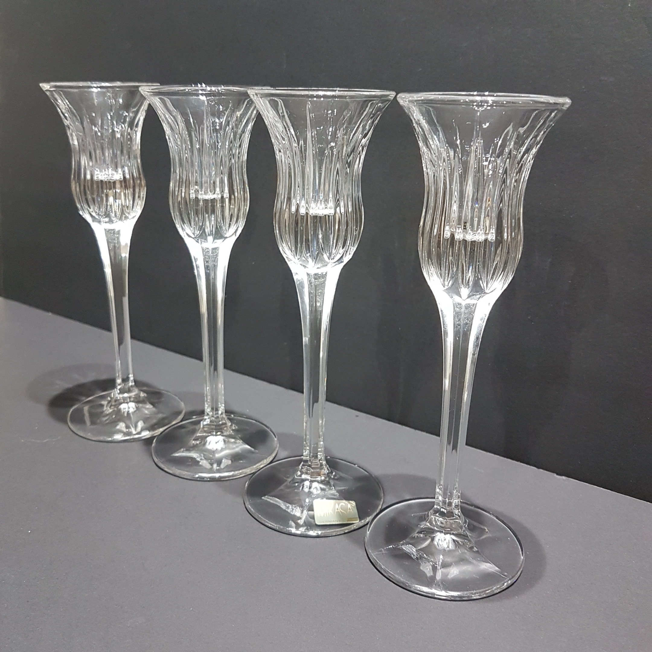 Set Of 4 Mikasa Crystal Icicles Taper Candle Holder Set 8 Tall Candlestick Set Vintage Crystal Tablescape Wedding Gift 1980 S