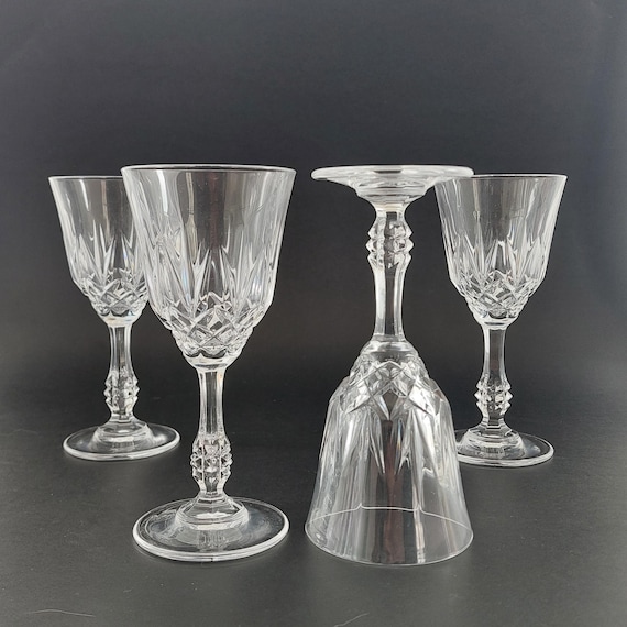 Vintage Royal Crystal Rock Linea Medici Wine Glasses Set of 4 Small Italian Crystal