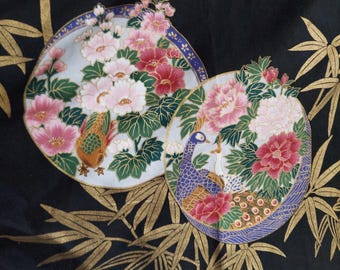 NWOT Authentic Sakurai Shoji Japanese Haori Jacket Black Gold Bamboo Floral 36" Kimono Robe Japan