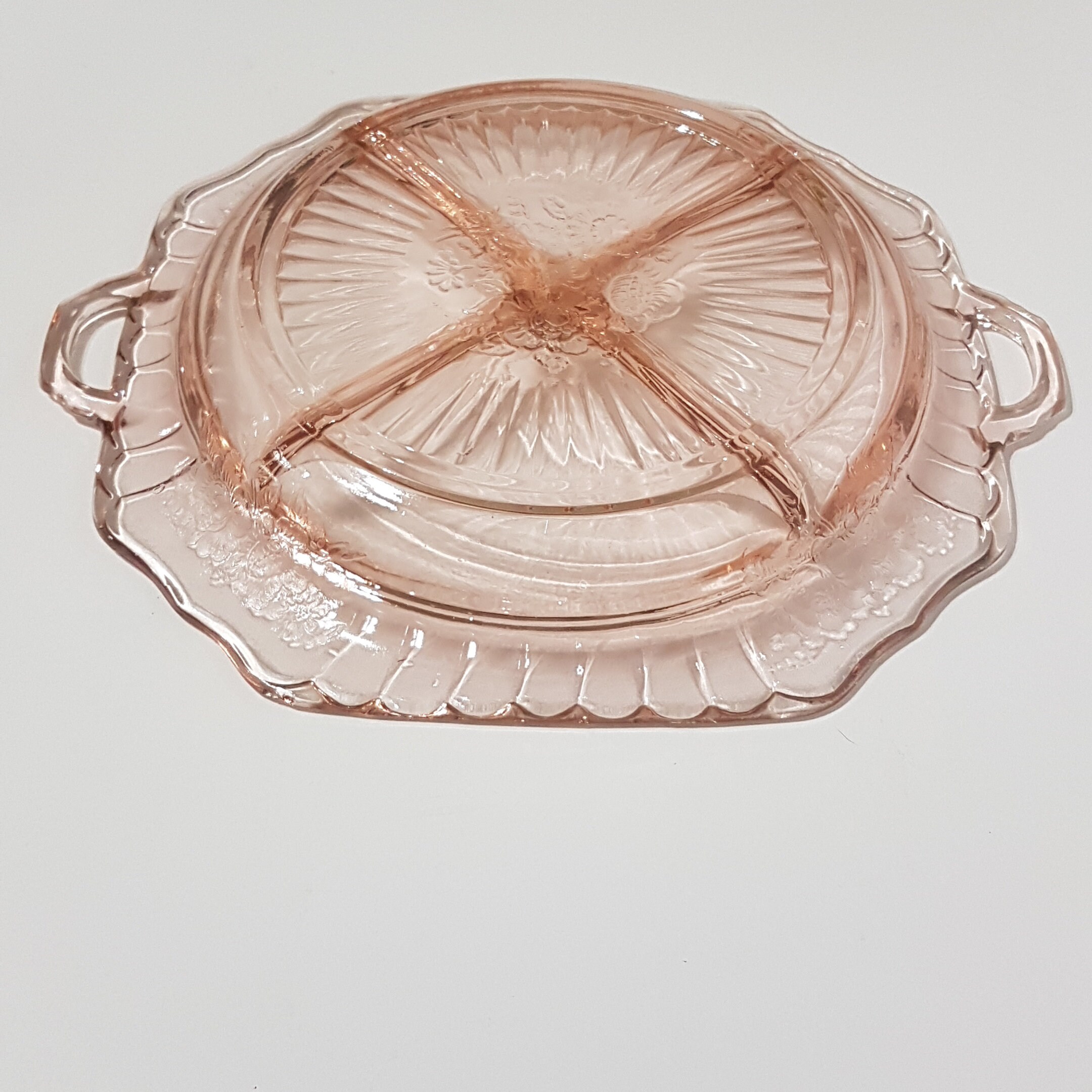 Vintage Anchor Hocking Mayfair Open Rose 4 Part Divided Relish Dish