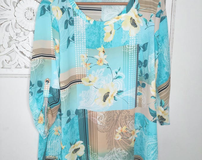 Northern Reflections Three Quarter Sleeve Patchwork Shirt XL Petite