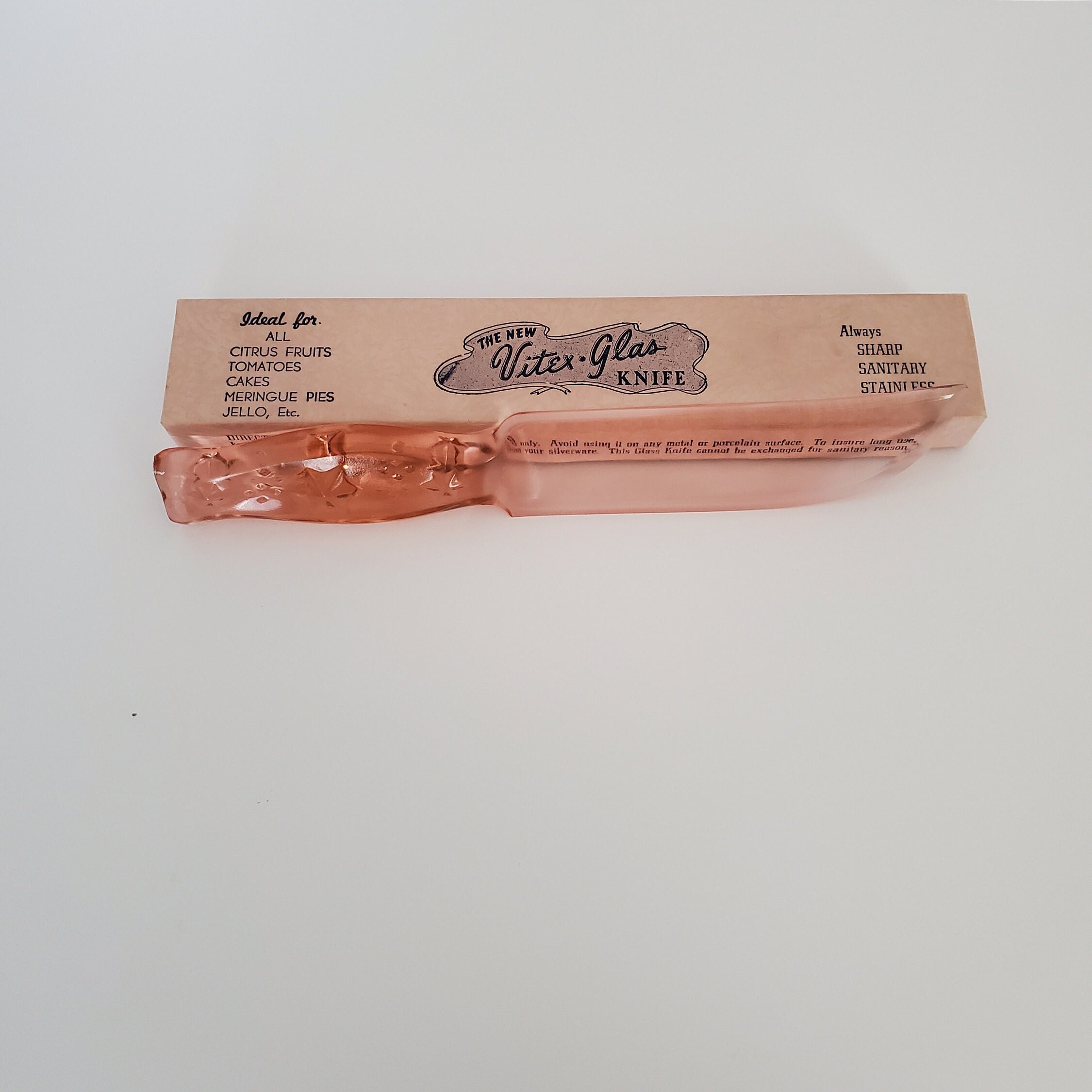 Pink Depression Glass Cake Knife, 9 Inch, The New Vitex Glas Knife