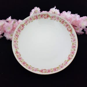 Antique French Limoges Porcelain Pedestal Bowl with Pink Roses, VS Limoges Victor Sigel, 1908-1932