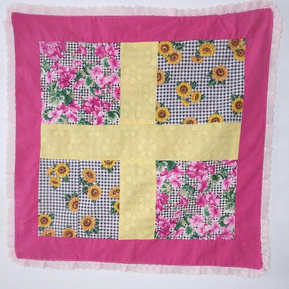 Shabby Chic Floral Table Topper - Vintage Cottage Core Tablecloth Tea Party Decor