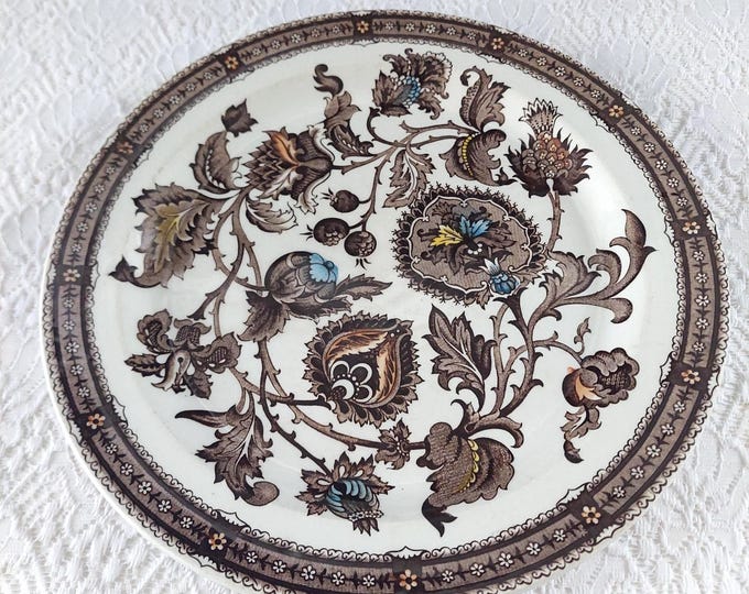 Ridgway Jacobean Ironstone Dinner Plate Set of 3 Vintage Staffordshire England Transferware