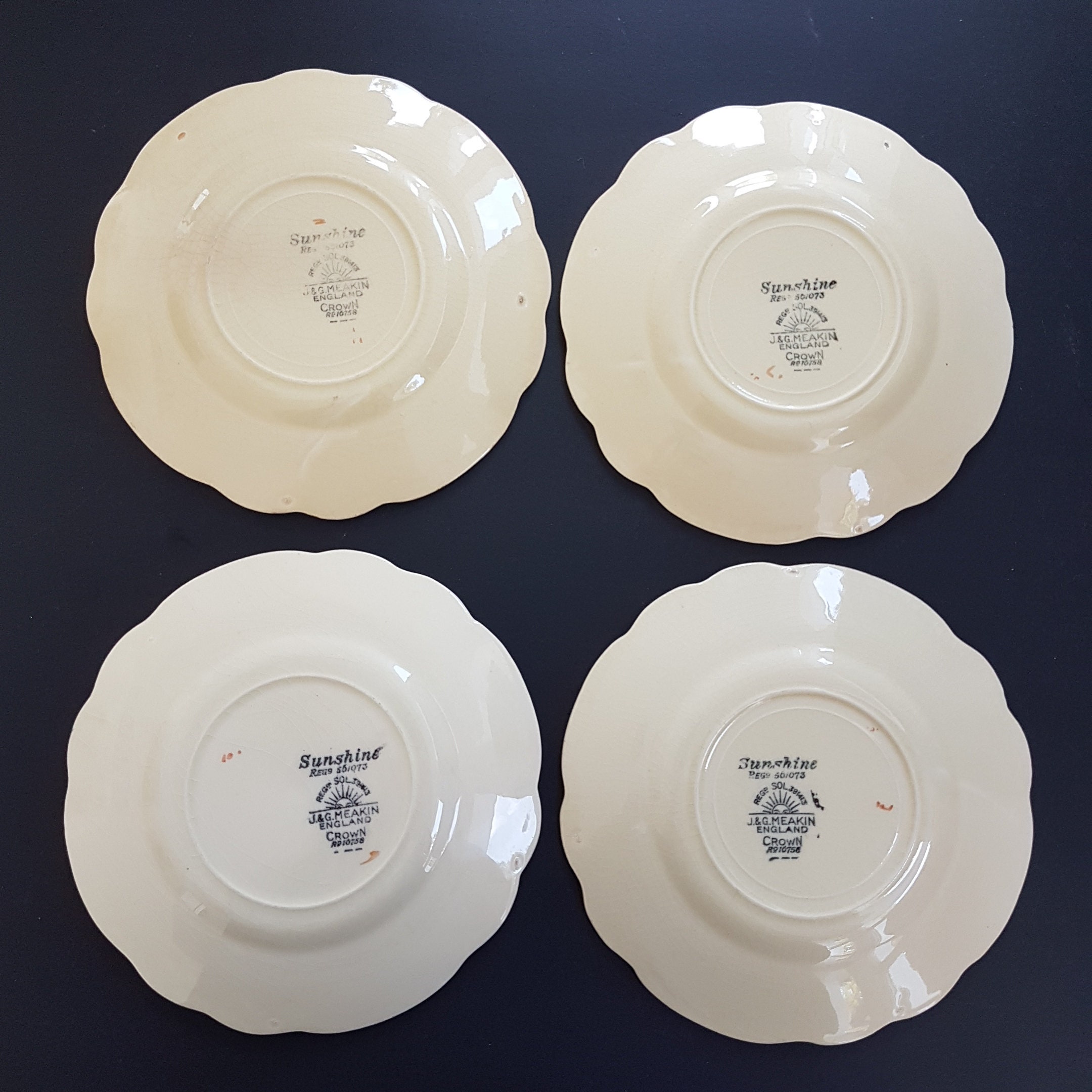 Antique Dessert Plates, J&G Meakin, Sunshine SOL391413, Set of 4