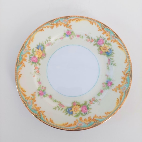 Noritake Milroy Side Plates Set of 4, Vintage 1930s Floral China Porcelain