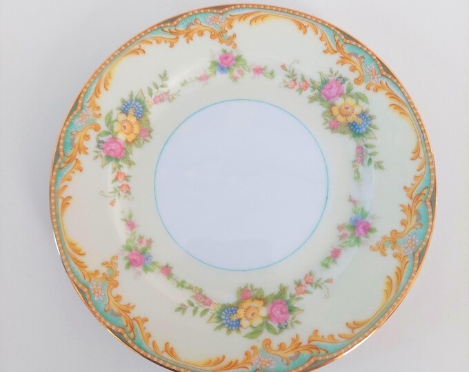 Noritake Milroy Side Plates Set of 4, Vintage 1930s Floral China Porcelain