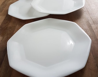 Luminarc Arcoroc White Octime Octagon 10.75 inch Dinner Plates Set of 3