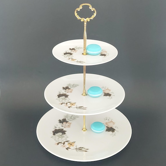 Royal Doulton Westwood 3-Tier Cake Stand | Vintage English Porcelain High Tea Serving Tray, Handcrafted in Canada