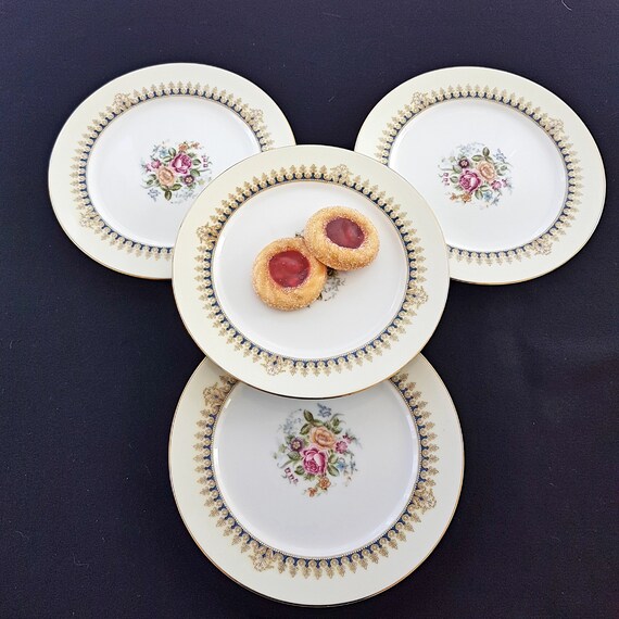 Vintage Narumi China Royal Dresden Salad Plates Set of 4 Japan
