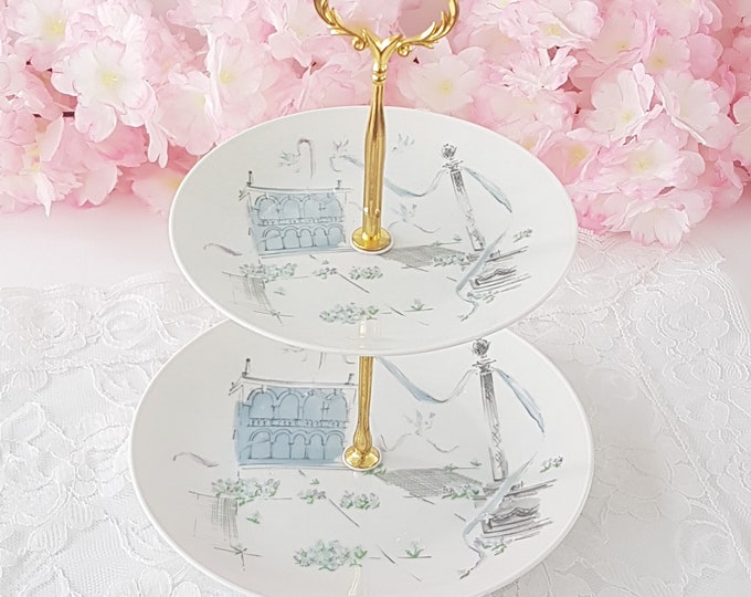 2 Tier Cake Stand, Rosenthal PLAZA Porcelain Trinket Stand, Tea Party, Serving Tray