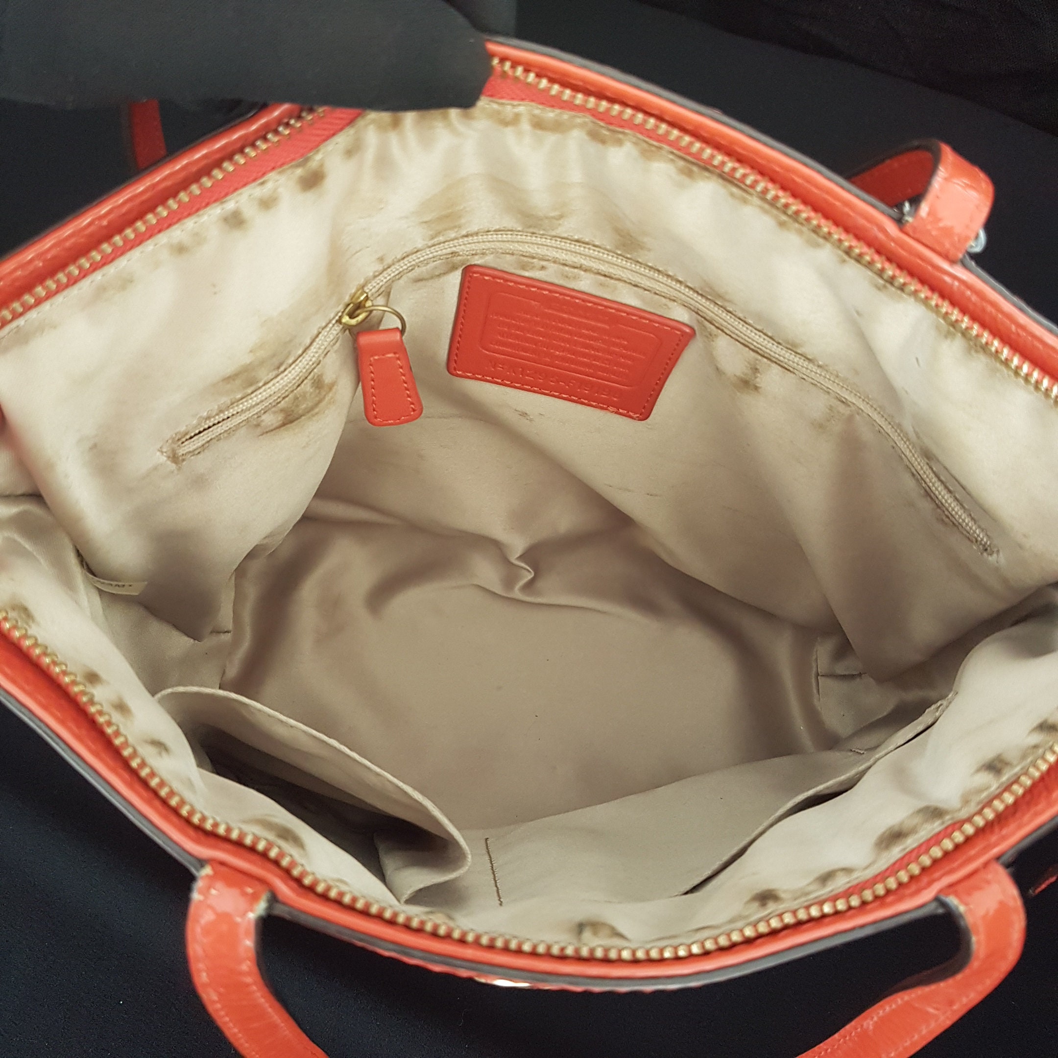 EUC Vintage Coach Signature Hampton Satchel Purse Handbag Orange Leather  Trim 🧡 | eBay