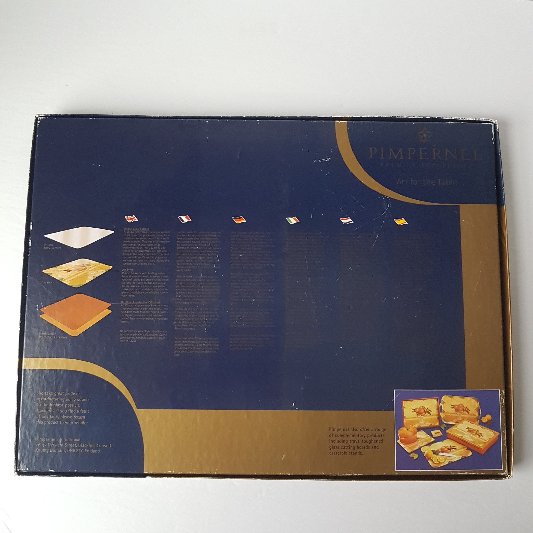 Vintage Pimpernel Corkback Placemats, Set of Four Blue Flower Hardboard