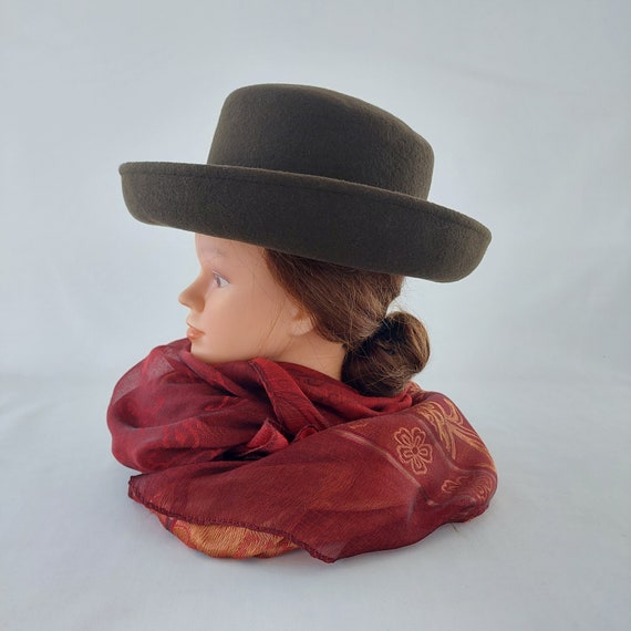 Laura Ashley Wool Hat LAURA ASHLEY New Navy Blue Solid Wool Women Bowler Hat Size  main image 2