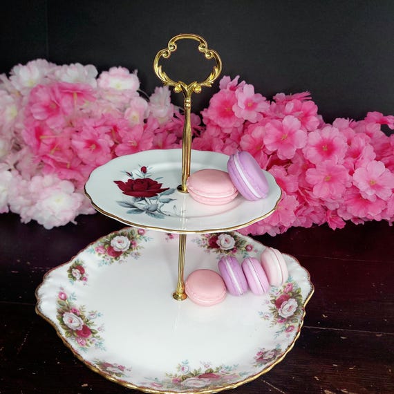 Royal Albert Bone China 2-Tier Cake Stand: Sweet Romance and Celebration Plates, Custom Hardware