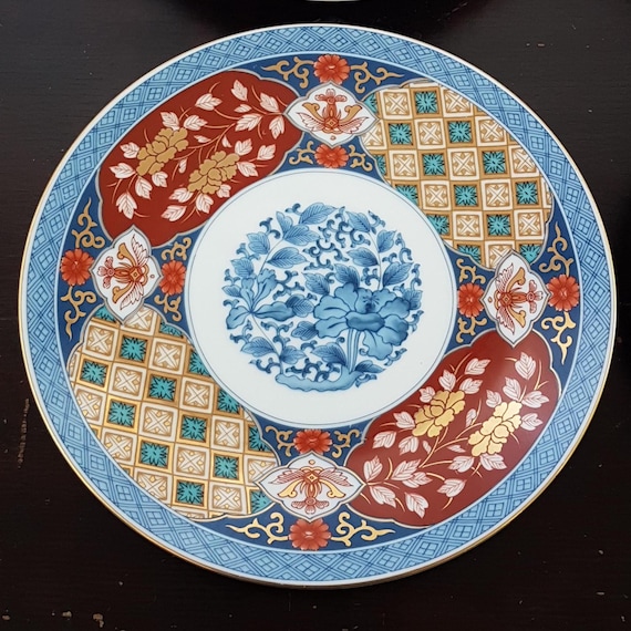 Smithsonian Institution Imari Porcelain Salad Plates - Set of 4 - Japanese Floral Iris Design