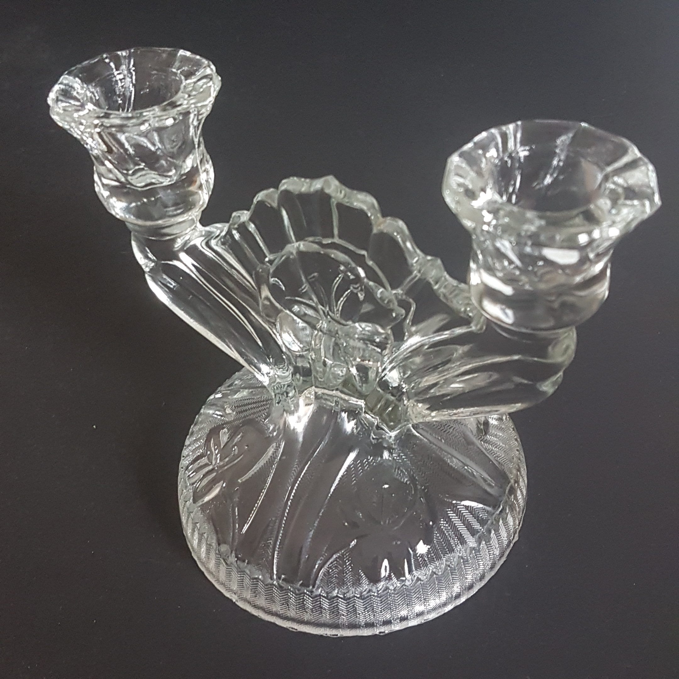 Iris and Herringbone Double Light Candlestick Holder