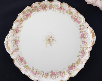 Vintage Limoges Platter CH Field Haviland France Pink Floral Porcelain Serving Tray