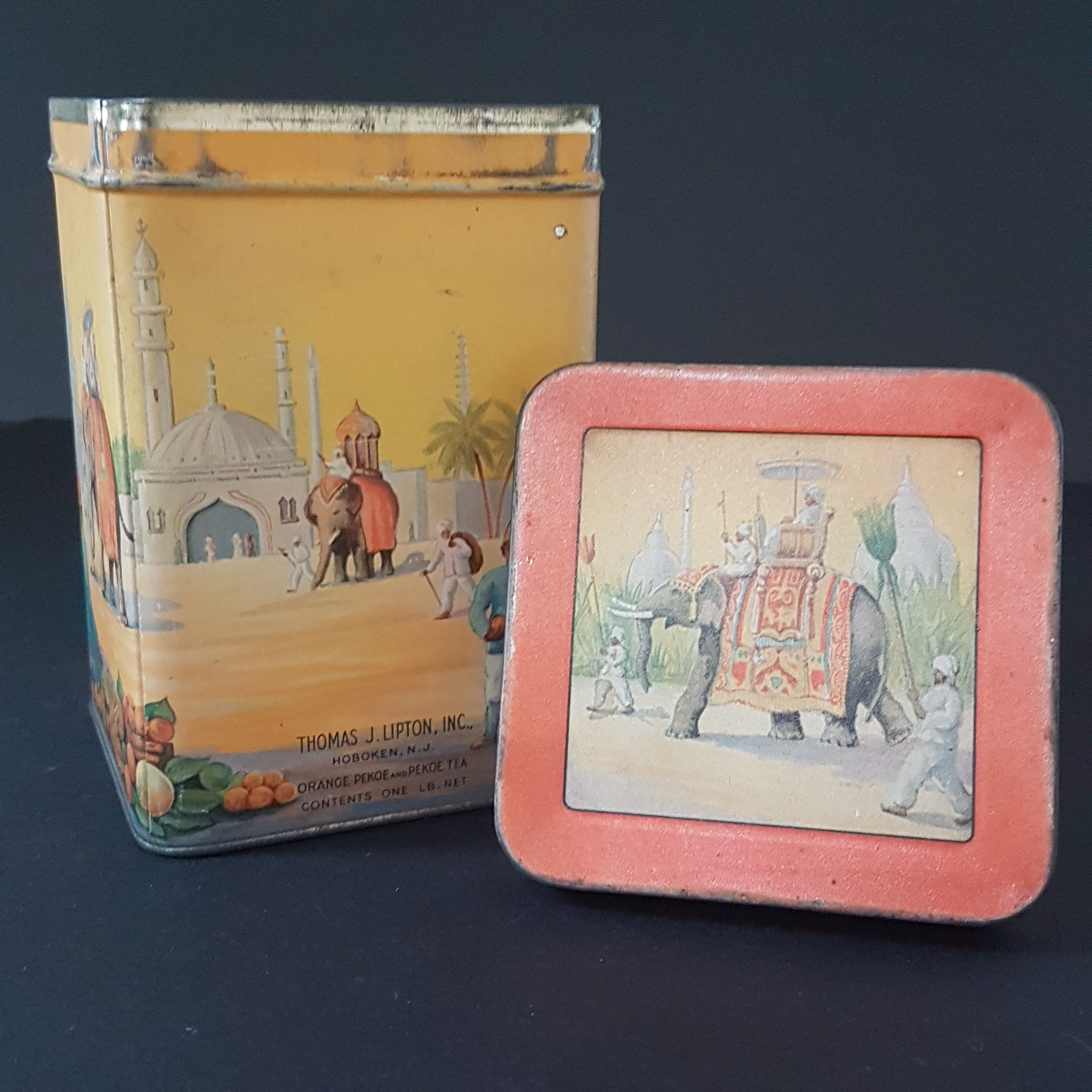 Vintage Lipton's Tea Tin, Lipton India Elephant Tea Box, Display Tin