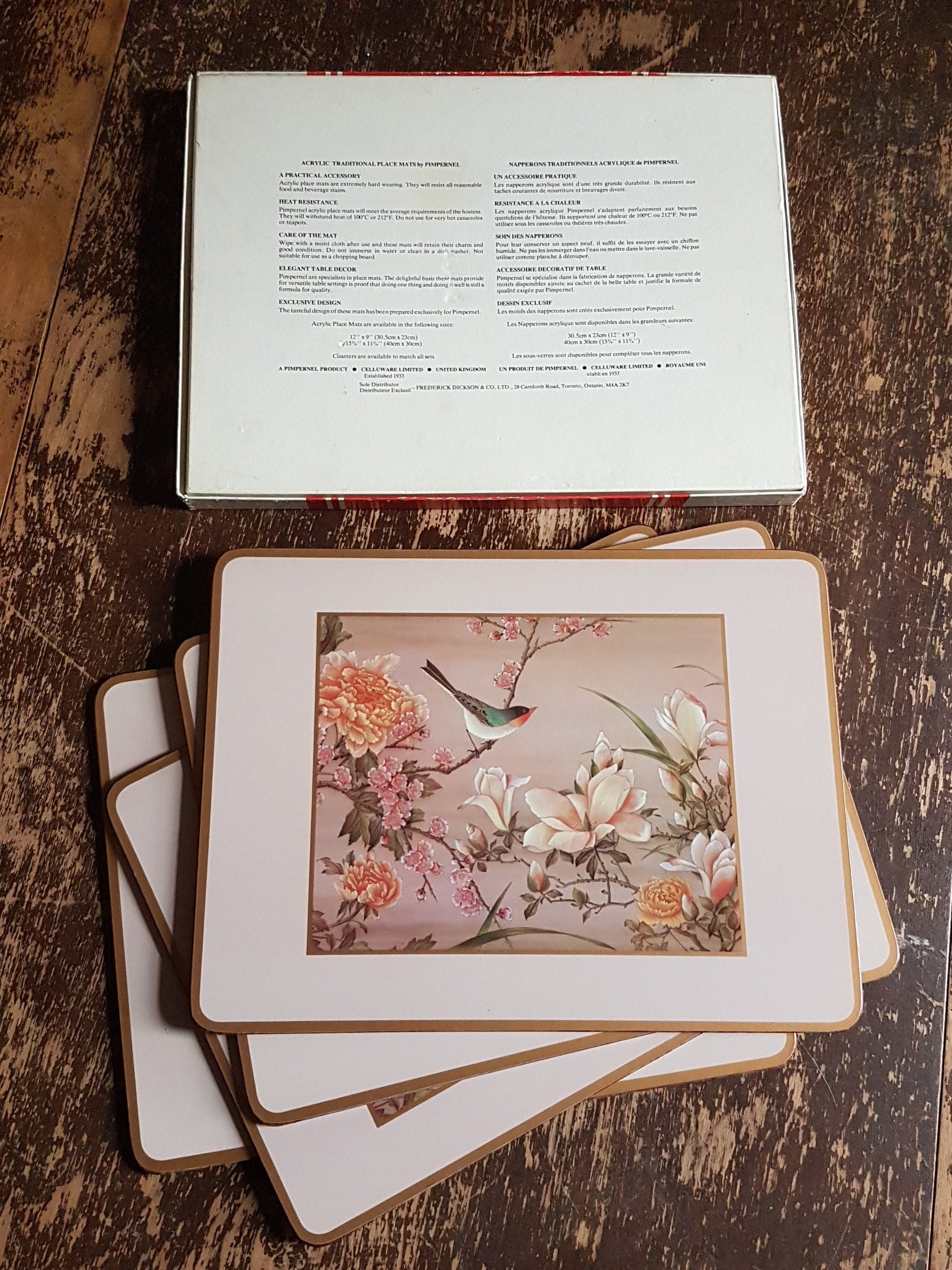 Pimpernel ORIENTAL BIRDS & FLOWERS Cork Back Placemats, Set of 4