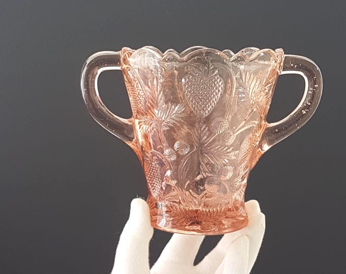 Fenton Strawberry Pink Depression Glass Celery Vase - Elegant Spooner for Tea Party Decor