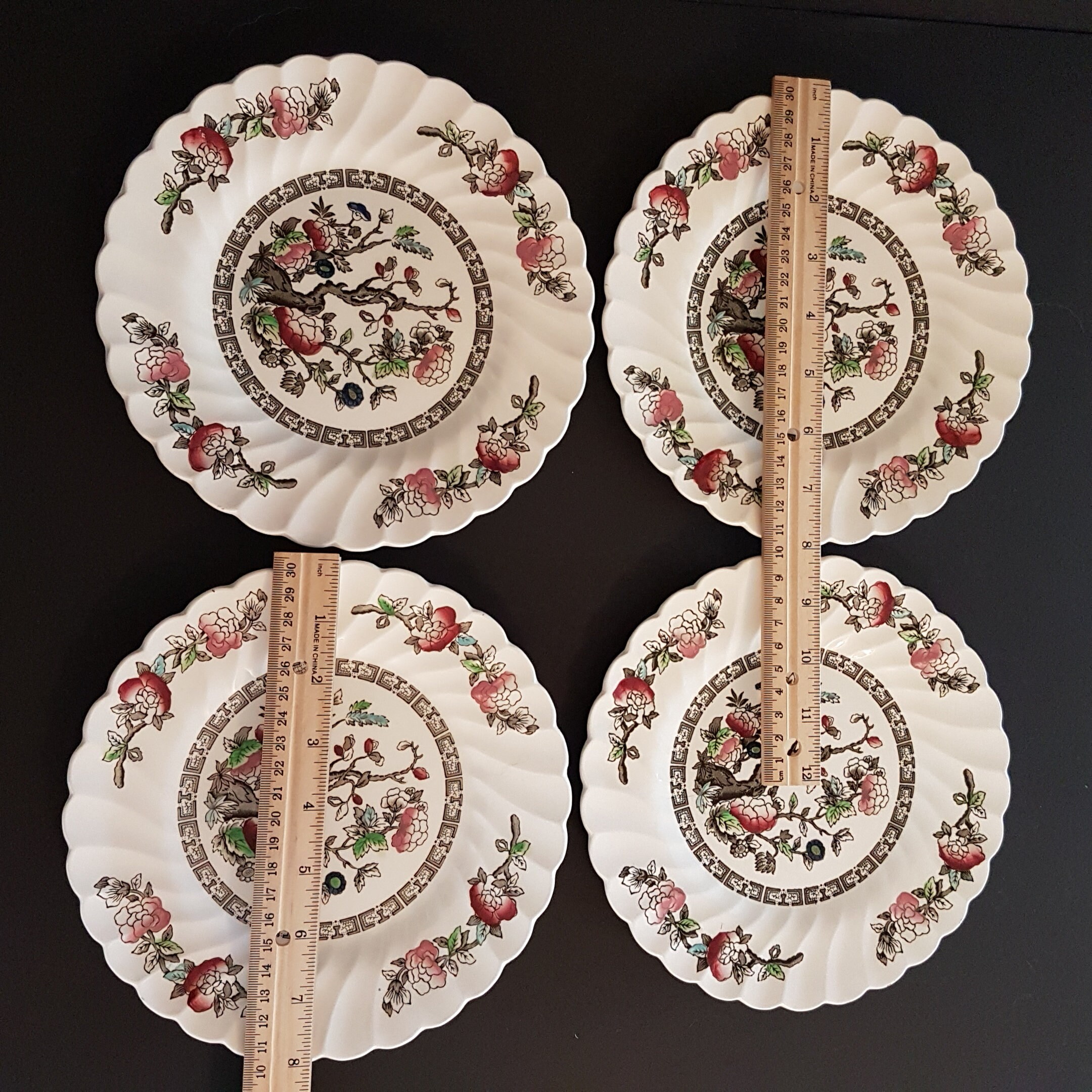 RESERVED 8 Myott INDIAN TREE Salad Plate Set of 4, Transferware, English Ironstone, Swirled
