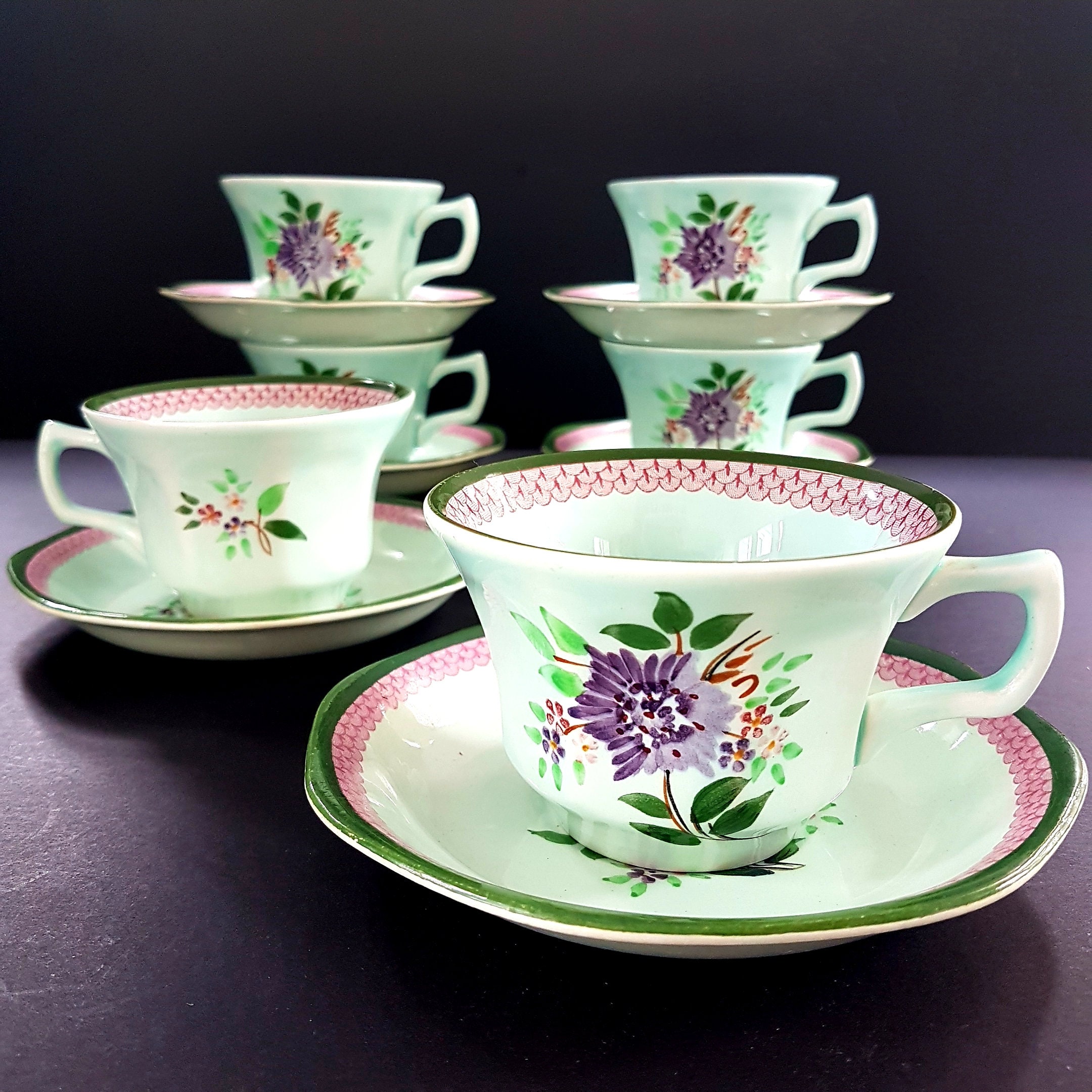 AS IS Adams Ironstone Ming Toi Calyx Ware Made in England Micratex 5 Tea Cups AS IS Adams Ironstone Ming Toi Calyx Ware Made in England Micratex 5 Tea Cups