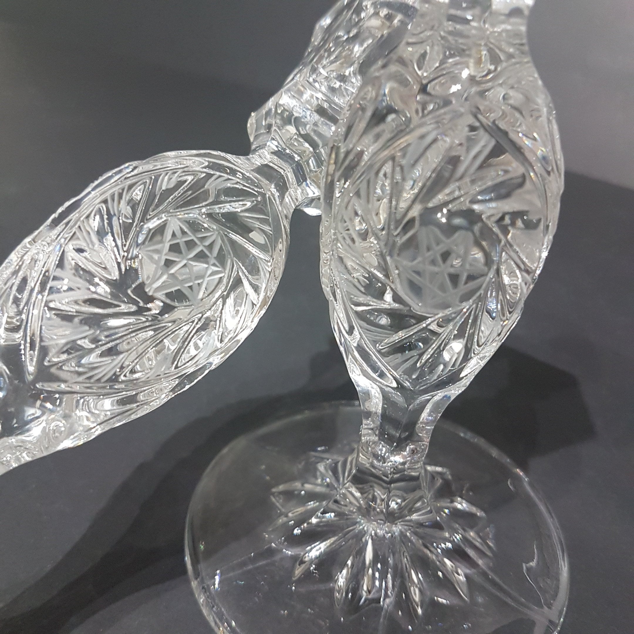 Pair of Lead Crystal Single Candle Holder by American Brilliant Cut
