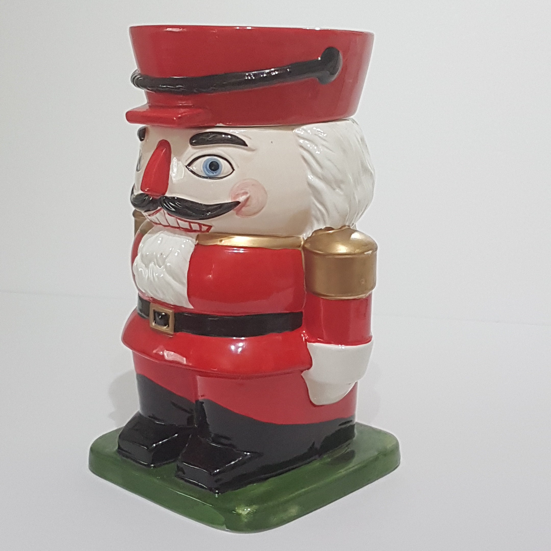 Vintage Ceramic Red Soldier Cookie Jar, Nutcracker Christmas Cookie Jar