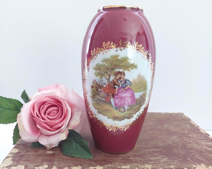 Limoges Vase Fragonard Courting Couple