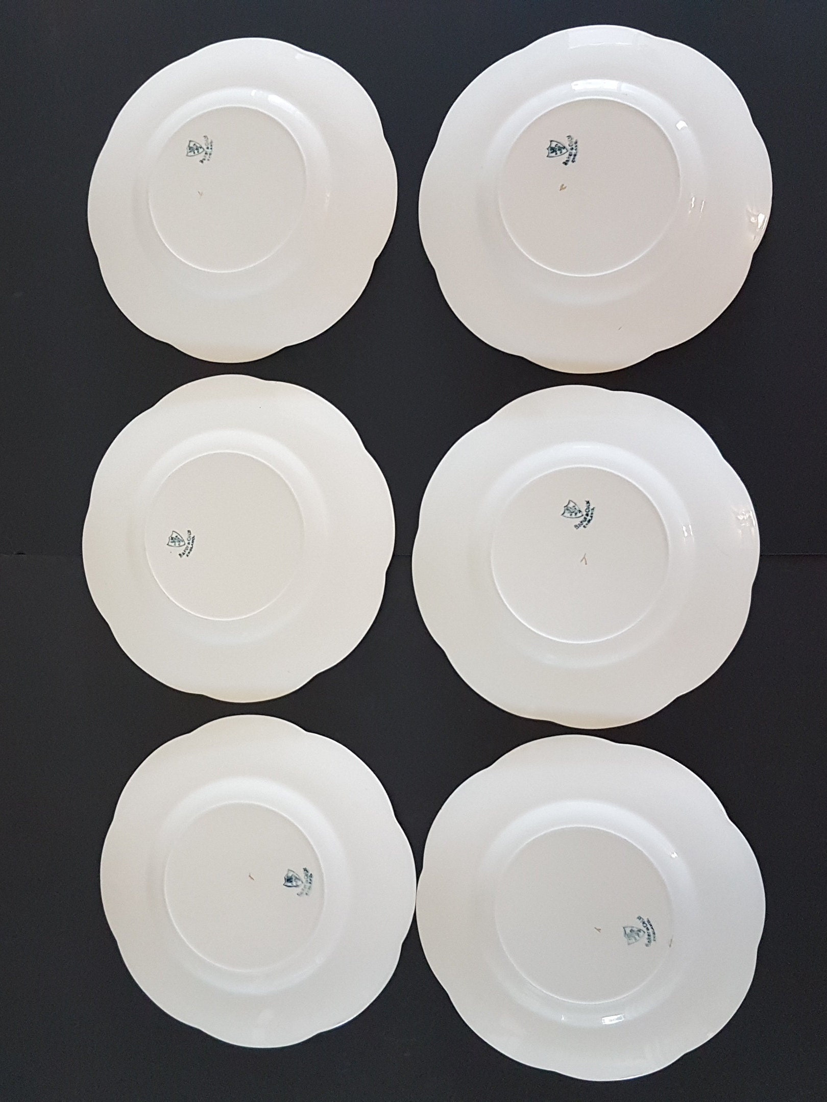 Vintage Baker & Co England, Set of 6 Dinner Plates, Flower Shape, Pink