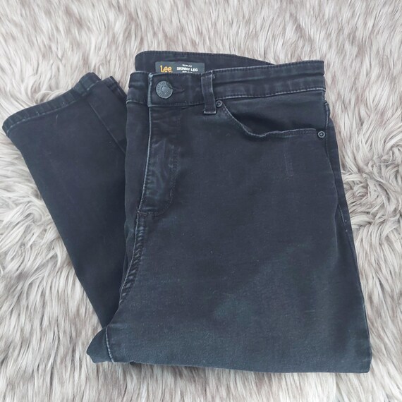 Lee Black Skinny Jeans Size 10 Mid Rise Slim Fit Sculpting Denim Pants