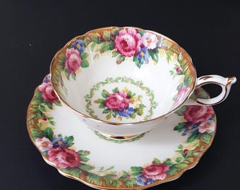 Vintage Paragon Tapestry Rose Bone China Tea Cup and Saucer Double Warrant Backstamp Collectible