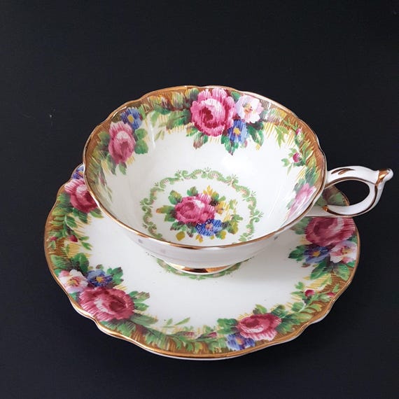 Vintage Paragon Tapestry Rose Bone China Tea Cup and Saucer Double Warrant Backstamp Collectible