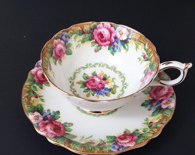 Vintage Paragon Tapestry Rose Bone China Tea Cup and Saucer Double Warrant Backstamp Collectible