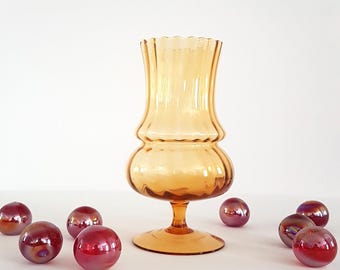 Vintage Empoli Amber Glass Vase: Mid-Century Modern Art Glass