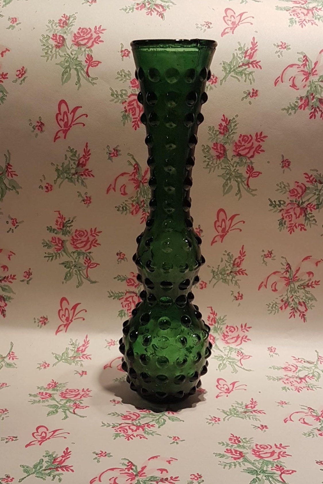 Vintage Green Hobnail / Bud Vase