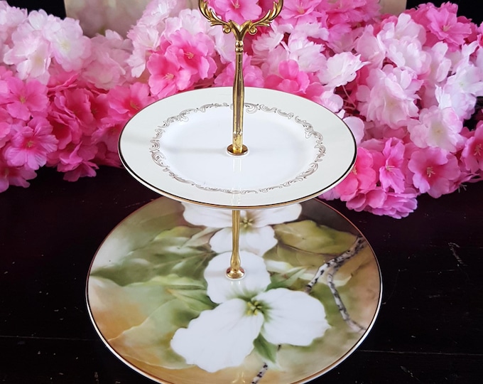 Elegant 2-Tier Bridgerton-Inspired Stand for Tea Parties, Desserts, and Jewelry Display