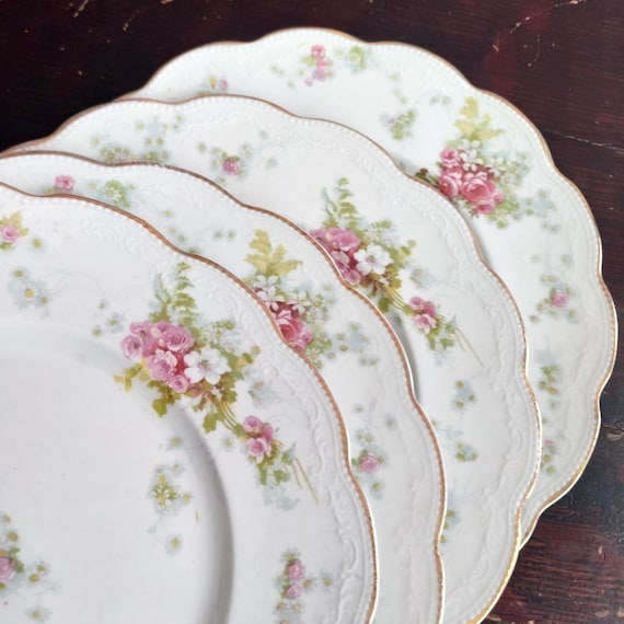 Antique Grindley Kenwood Salad Plates (Set of 4) Pink Floral, England