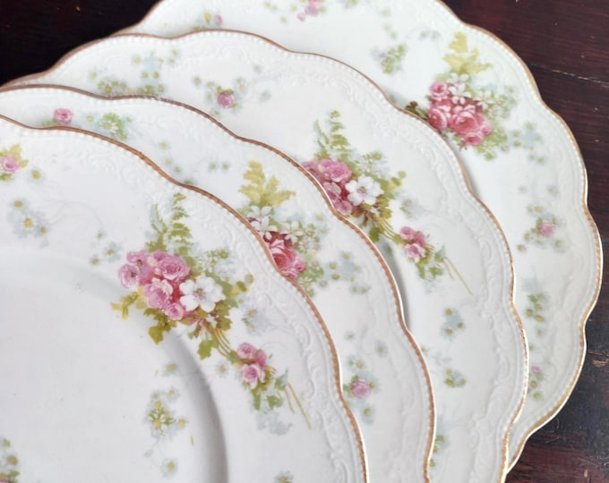 Antique Grindley Kenwood Salad Plates (Set of 4) Pink Floral, England