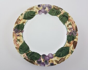 5pc Corelle TUSCAN VINE Dinner Plate Set with Purple Grapes Vine on Yellow Rim, Made in USA