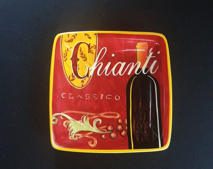 Vintage Pier 1 Imports CHIANTI CLASSICO Appetizer Bread Square Plates, 6 Inch, Set of 4