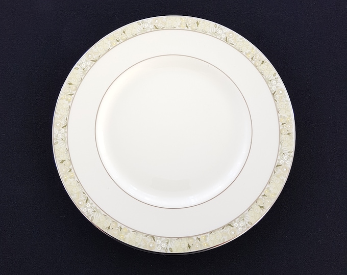 Vintage MInton WIMBLEDON Side Plates, 6.5 inch, Sets of 4, Yellow Floral Band, Bone China