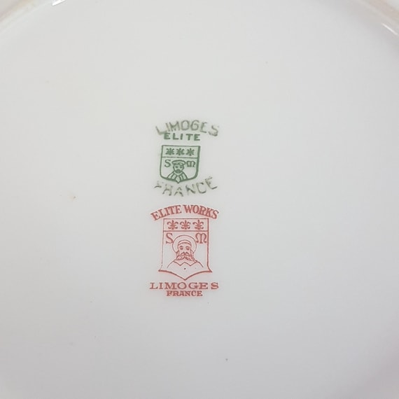 Antique Limoges Dessert Plates Set: Pink Roses Elite Works France